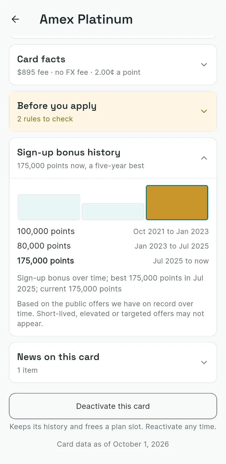 Mobile 5-year Sign-Up Bonus history chart