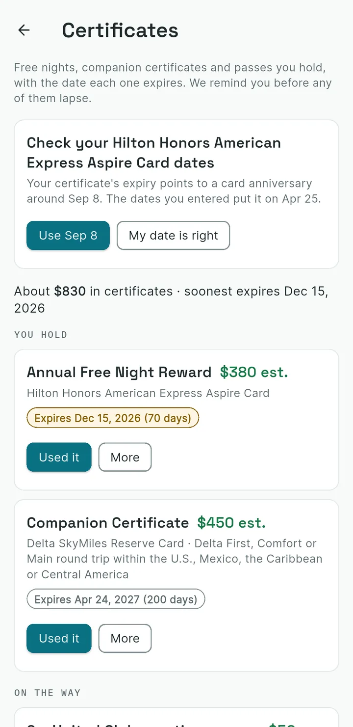 Mobile Certificates and Passes tracker