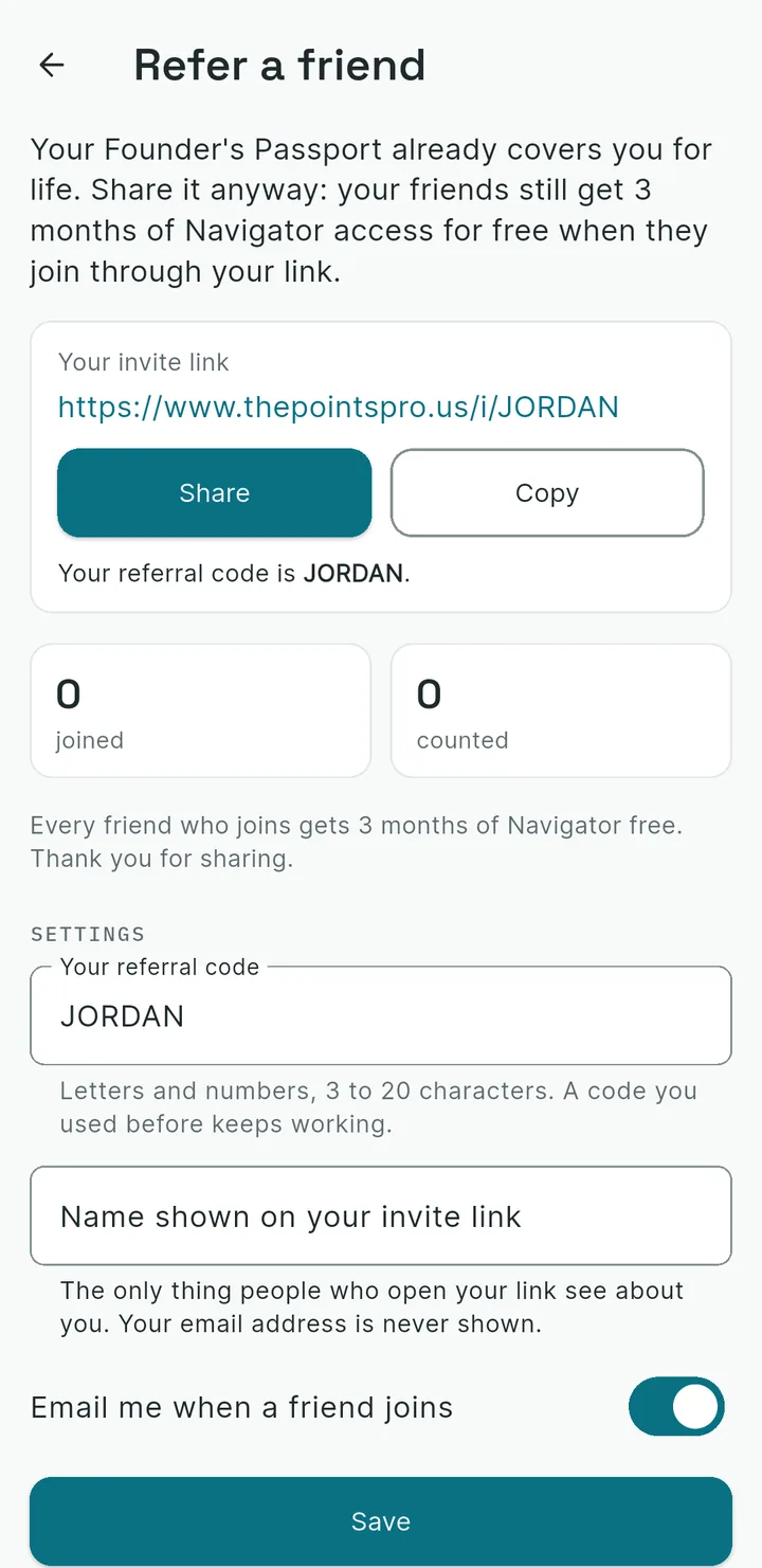 Refer a Friend and Ambassador milestone tracker