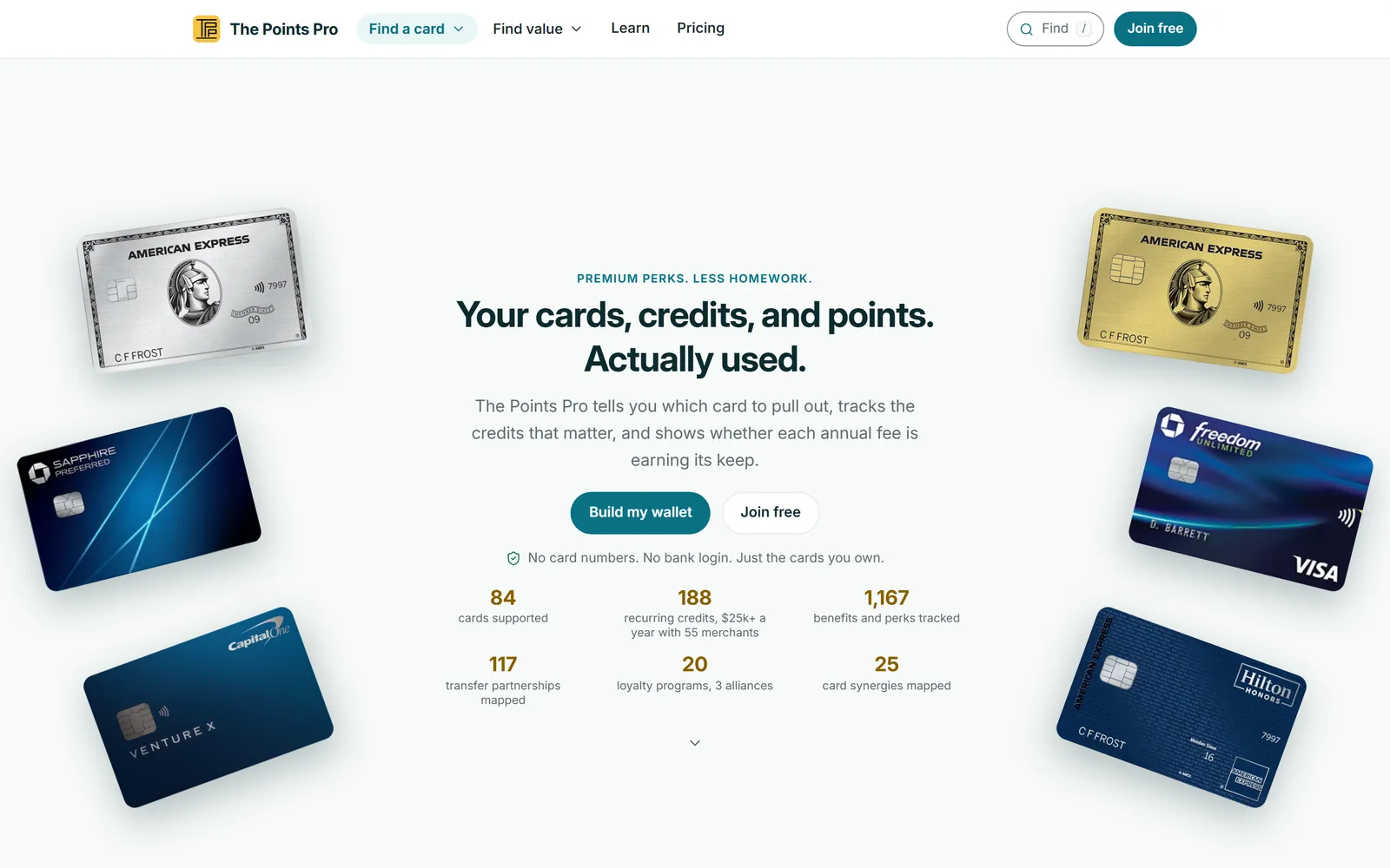 The Points Pro web application welcome screen